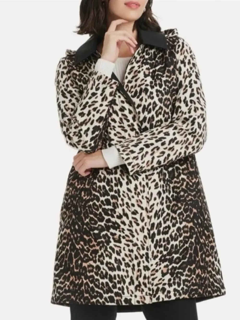 NWT Kate Spade Pop Glen Plaid Leopard Raincoat A-Line Hooded Jacket S Deadstock